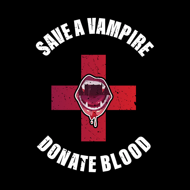 Donate Blood Funny Vampire Halloween Fangs Lips by Mellowdellow