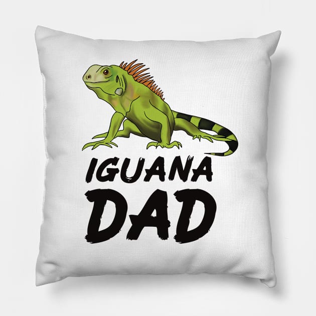 Iguana Dad for Iguana Lovers, Black Pillow by Mochi Merch