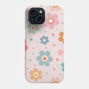 Cute Multicolor Flower Pattern On Pastel Pink Phone Case