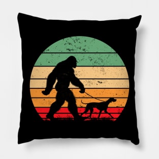 Bigfoot Walking German Shorthaired Pointer Dog Vintage Sunset Pillow