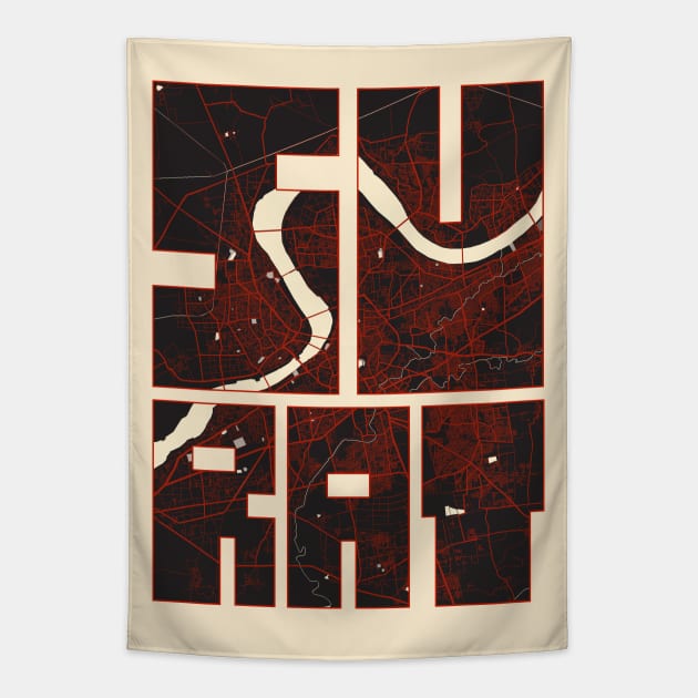 Surat, Gujarat, India City Map Typography - Vector Tapestry by deMAP Studio