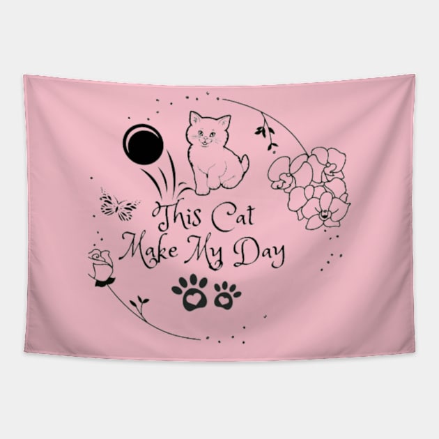 This Cat Make My Day Tapestry by Asterme