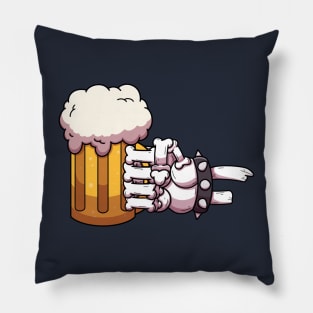 Skeleton Hand Holding Beer Cartoon Pillow