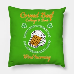 Happy Saint Patricks Day Celebration Corned Beef Cabbage Pillow