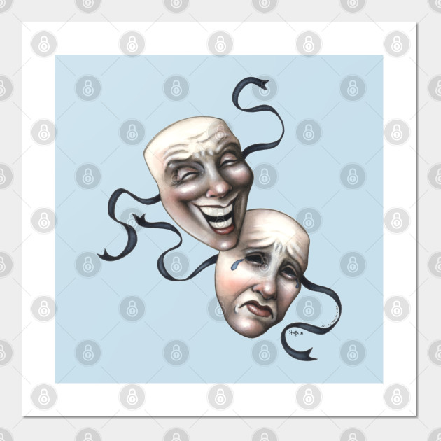 Comedy Tragedy Theater Masks Comedy Tragedy Masks Posters And Art Prints Teepublic Uk