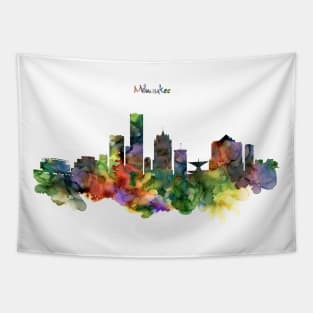 Watercolor Painting - Milwaukee Skyline Tapestry