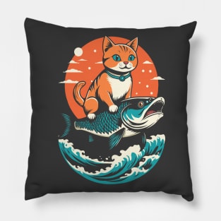 Kitten Riding a Fish Pillow