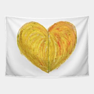 Yellow Heart Drawn With Oil Pastels Tapestry