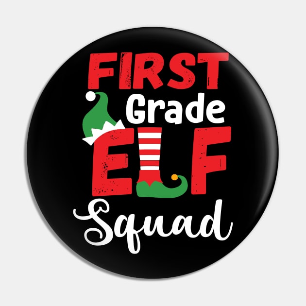 Cute First Grade Elf Squad Teacher Christmas Pin by Dunnhlpp