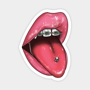 Lips with Tongue Ring Magnet