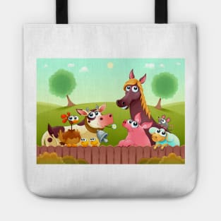 Funny farm animals smiling Tote