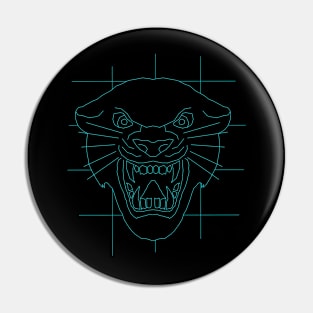 Panther head face drawing in blue Pin