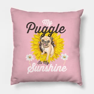 Puggle and Sunflowers Dog Lover Gifts For Women and Girls Pillow