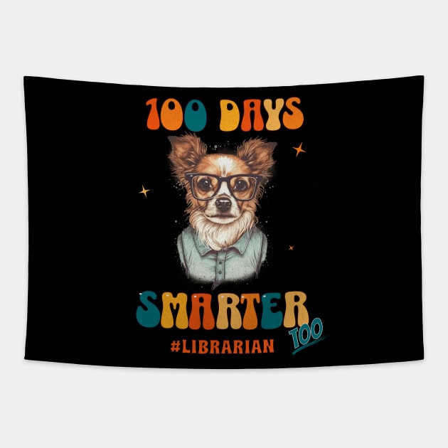 Librarian Pup Tee - "100 Days Smarter" Celebration Tapestry by Ingridpd