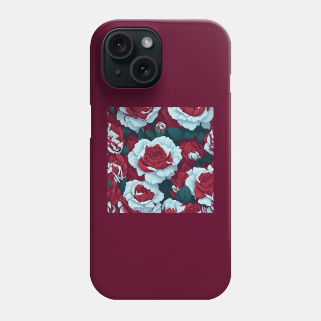 RED AND WHITE ROSES PATTERN Phone Case by HTA DESIGNS