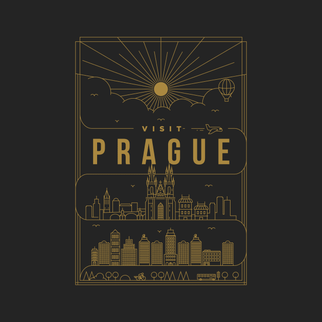 Prague Minimal Lineal Poster by kursatunsal