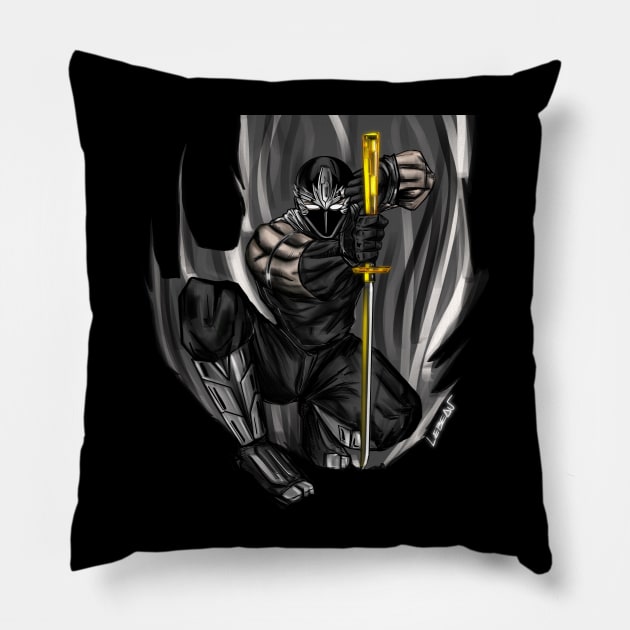 ninja shinobi in dark arts of japan ecopop armor knight Pillow by jorge_lebeau