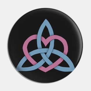 Pink and Blue Triquetra Heart Pin