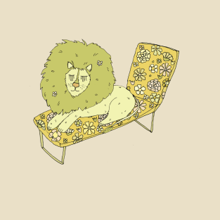 lounging lion // retro surf art by surfy birdy T-Shirt