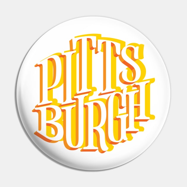 Pittsburgh PA Yellow Lettering Design Pin by polliadesign