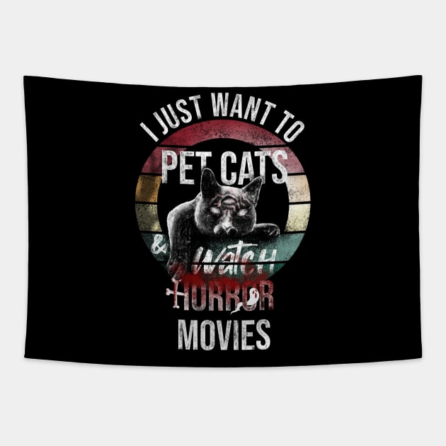 I just want to pet cats and watch horror movies Tapestry by Rishirt