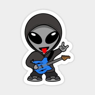 Rock On Gray Space Alien Playing Electric Guitar Magnet