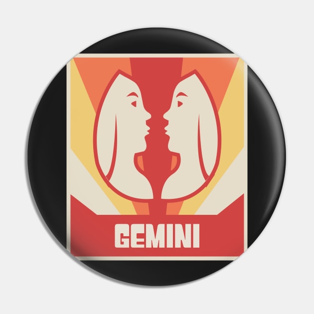 Gemini – Vintage Astrology Zodiac Sign Pin by MeatMan