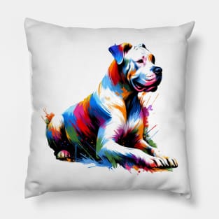 Artistic Dogo Argentino in Vibrant Splash Paint Style Pillow