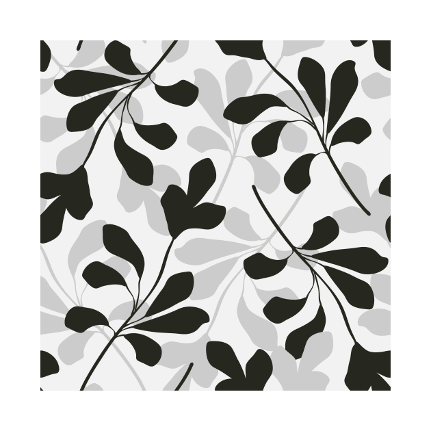 Black White Simple Botanical Tropical Leaves by jodotodesign