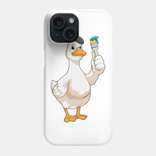 Duck as Painter with Paint brush Phone Case