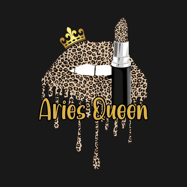 Aries Queen Leopard Lips Aries Girl by Biden's Shop