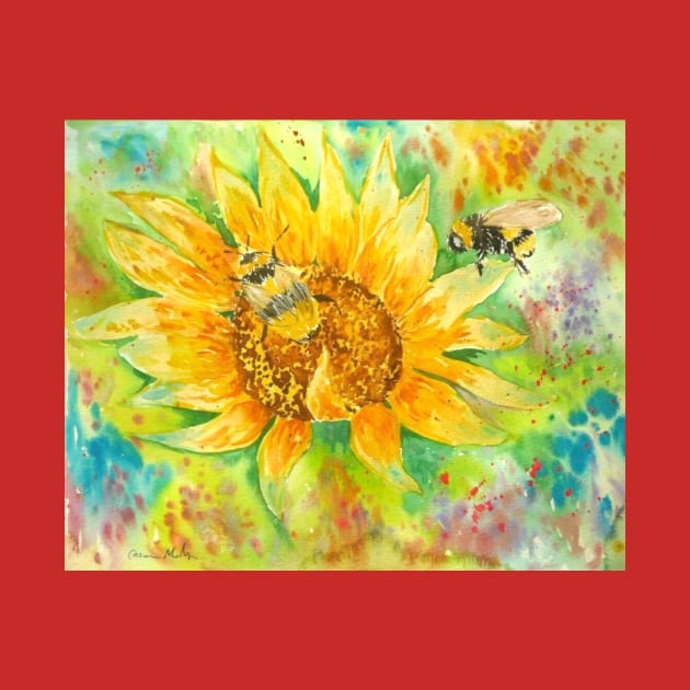 Bumble bees on a Sunflower by Casimirasquirkyart