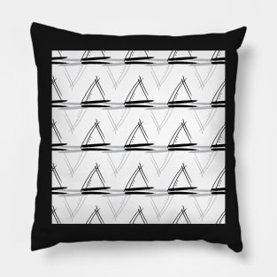 Doodle saillboat, triangles black and white stripes Pillow