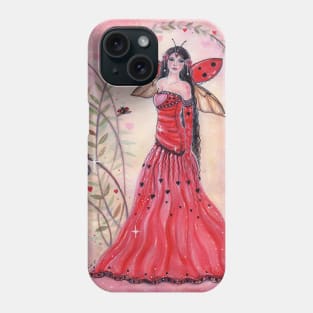 Lady love bug valentine art by Renee Lavoie Phone Case