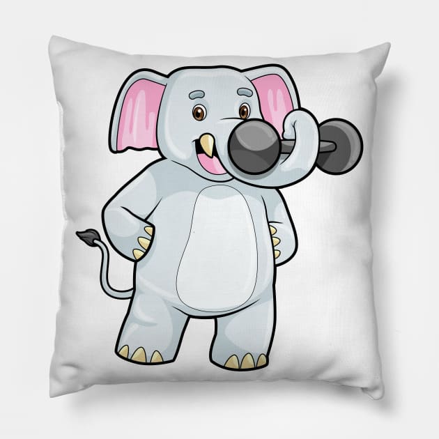 Elephant at Strenght training with Dumbbell Pillow by Markus Schnabel