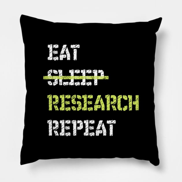 Eat Sleep Research Repeat College Pillow by TriHarder12