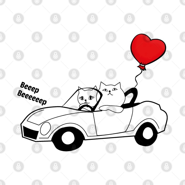 Funny Cat Quote, Cat Driving A Car, Cool Cat Valentines Day by Estrytee