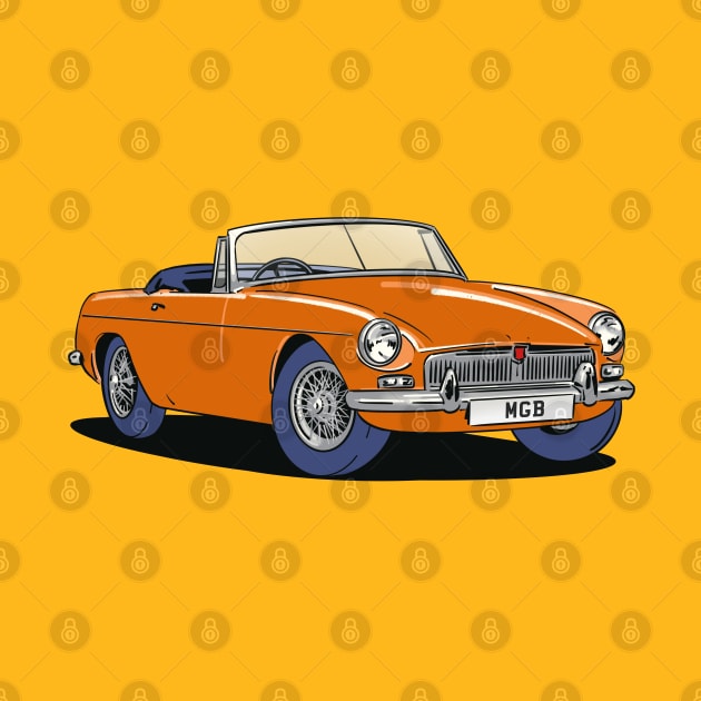 MGB Vintage Classic Car in Orange by Webazoot