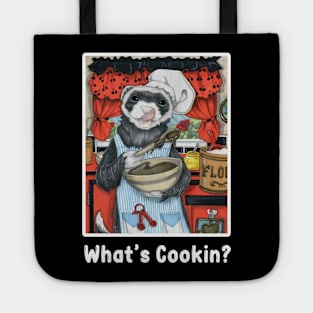 Chef Ferret - What's Cooking? - White Outlined Design Tote