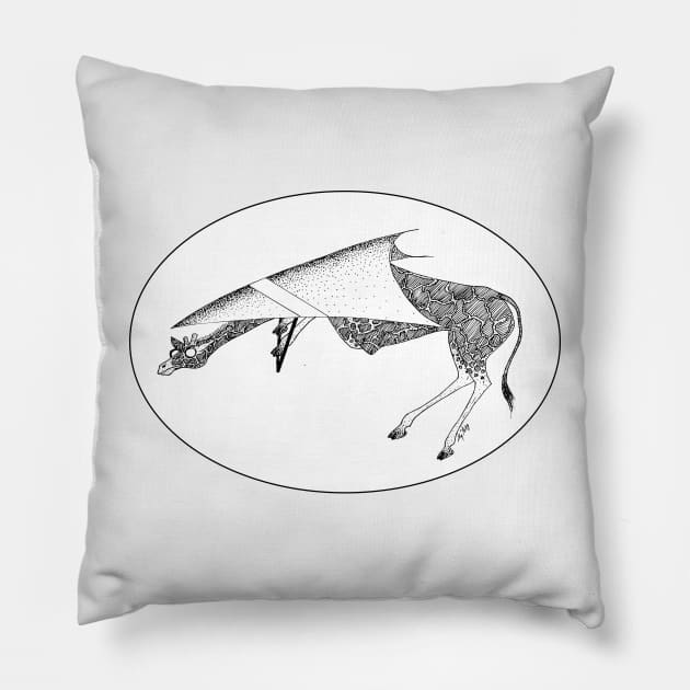 Lovely Giraffe goes Hang gliding Pillow by AlyStabz