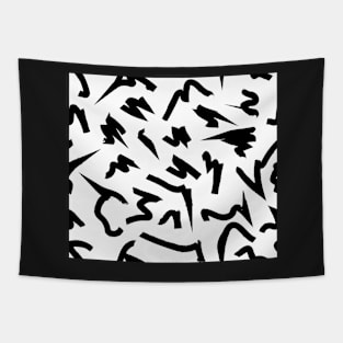 Black and White Retro 80's Eighties Abstract Scribble Tapestry