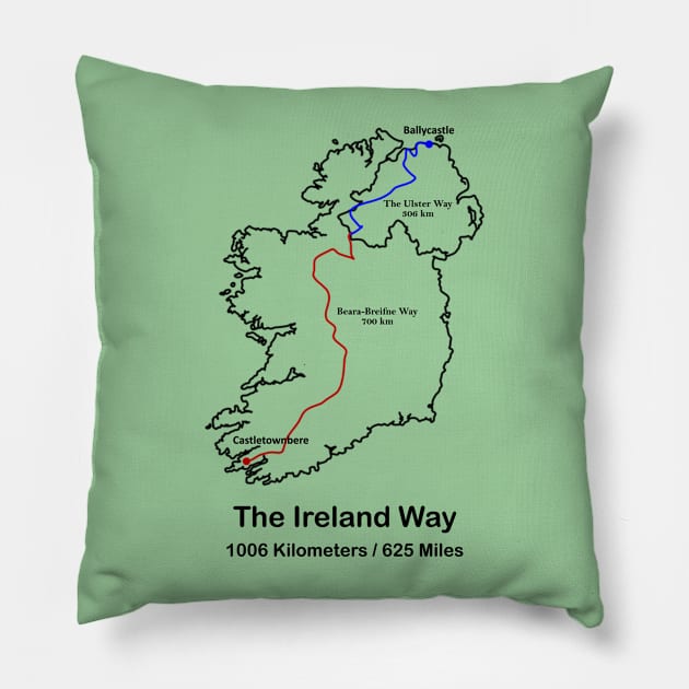 Ireland Way Route Map Pillow by numpdog