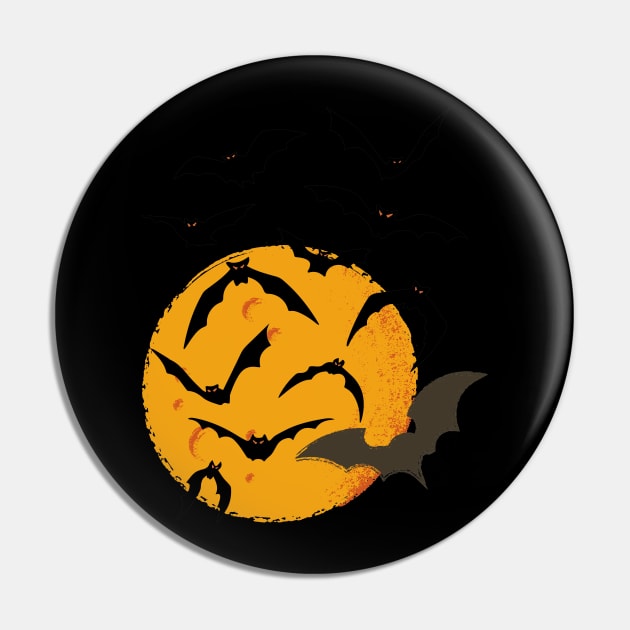 Halloween Moon Bats Pin by ShubShank