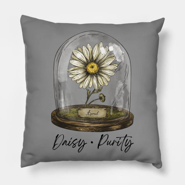 April Birth Month Flower Mother’s day gift for Grandma Botanical Daisy Gardening Gift Pillow by ISFdraw