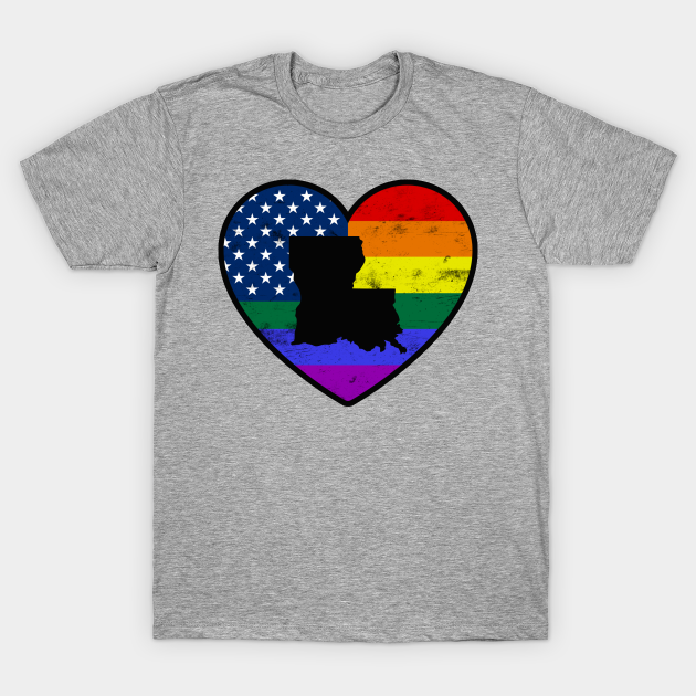 Discover Louisiana United States Gay Pride Flag Heart - Louisiana - T-Shirt