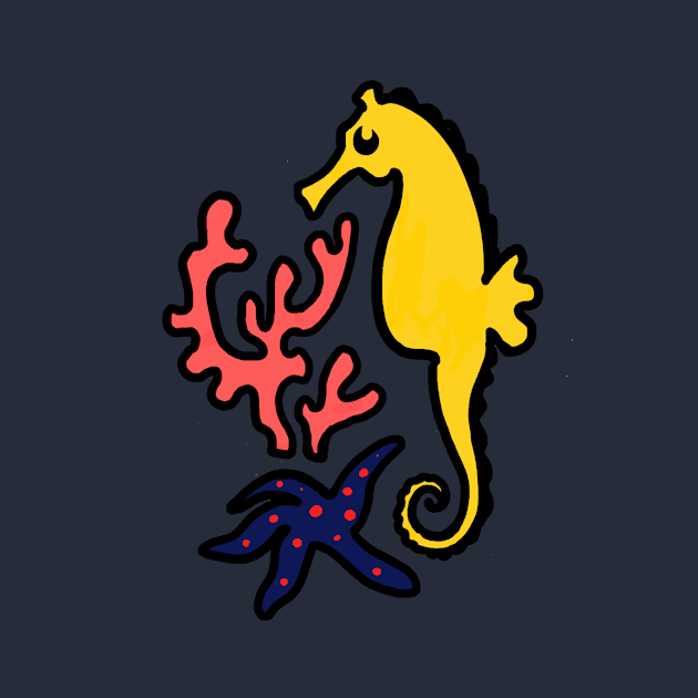 Seahorse and coral illustration by covostudio