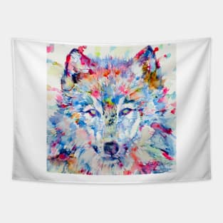 WOLF - watercolor portrait .1 Tapestry