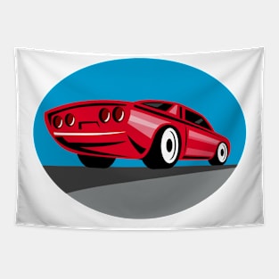 American Muscle Car Oval Retro Tapestry