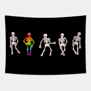 LGBT Party Dancing Skeletons Gay Pride Halloween Tapestry