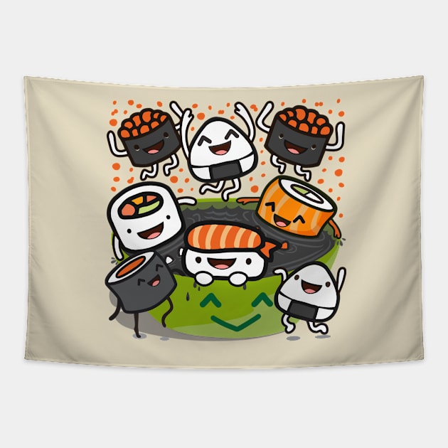 Sushi Victory Tapestry by Plushism